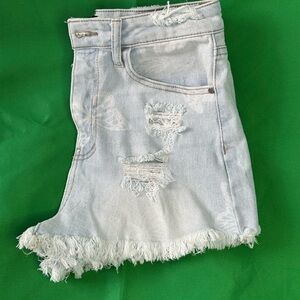 Material Girl Light Blue Distressed Jean Shorts